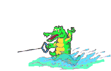 Image gif de crocodile qui fait du ski nautique