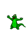 Image gif de crocodile qui se transforme en valise