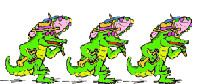 Image gif de trois crocodiles avec un parasol