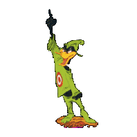 Image gif de Daffy Duck avec un costume vert