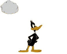 Image gif de un nuage gris envoie un eclair sur Daffy Duck