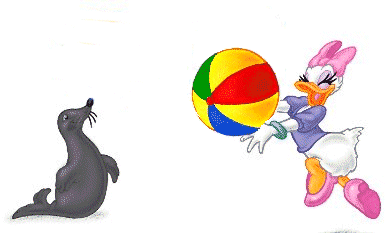 Image gif de Daisy joue au ballon avec une otarie