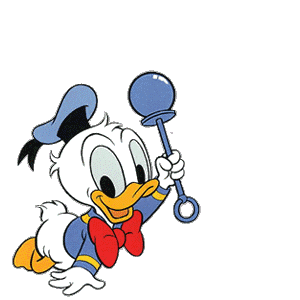 Image gif de Donald Duck bebe avec un hochet