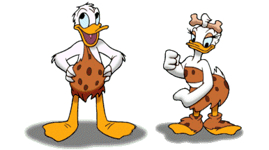 Image gif de Donald et Daisy en homme des cavernes