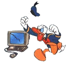 Image gif de Donald hurle apres un PC