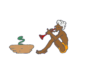 Image gif de fakir avec un serpent en forme d arobase