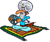 Image gif de un fakir au volant de son tapis