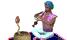Image gif de un fakir qui joue de la flute pour son serpent