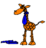 Image gif de girafe avec une cravate bleue
