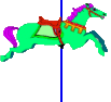 Image gif de cheval en bois de couleur verte