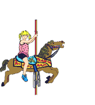 Image gif de petite fille sur un cheval de bois