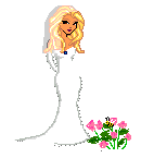 Image gif de la mariee prend la pose devant des fleurs