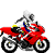 Image gif de moto rouge sur une roue