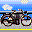 Image gif de petite moto avec paysage bleu