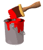 Image gif de pot de peinture rouge