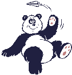 Image gif de panda qui joue avec un avion en papier