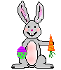Image gif de un lapin avec un oeuf et une carotte