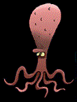 Image gif de pieuvre rose avec une grosse tete