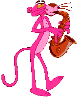 Image gif de la panthere rose joue saxophone