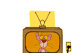 Image gif de la panthere rose passe a la tele