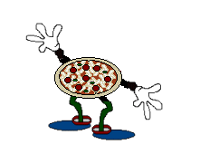 Image gif de une pizza avec des bras et des jambes