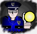 Image gif de policier avec une lampe torche
