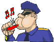 Image gif de policier qui utilise son siflet