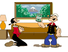 Image gif de Popeye mange des epinards
