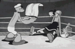 Image gif de match de boxe d Olive avec Popeye comme entraineur