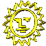 Image gif de soleil jaune en 2D qui tourne