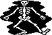 Image gif de squelette blanc sur fond noir qui danse