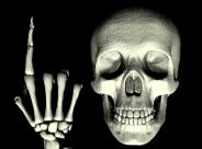 Image gif de tete de squelette avec sa main en 3D