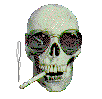 Image gif de tete de squelette qui fume