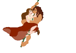 Image gif de Tarzan et Jane sur une liane