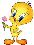 Image gif de Titi avec une fleur rose