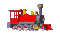 Image gif de rotation d une locomotive rouge
