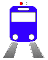 Image gif de train bleu de face