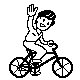 Image gif de velo et cycliste en noir et blanc