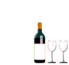 Image gif de une bouteille de vin et deux verres