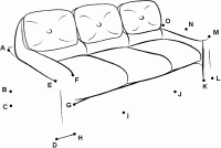 Point a relier pour dessiner un canapé trois places
